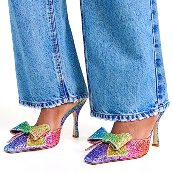 Nalebe Dimante Mule Heel Sandals Glitter Black Nalebe Mules MSRP $730 - Picture 17 of 17